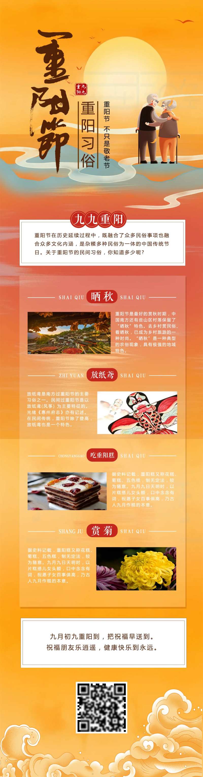 九九重阳节习俗长图海报                                                                                                                                                                                             -采灵感-cailinggan.com
