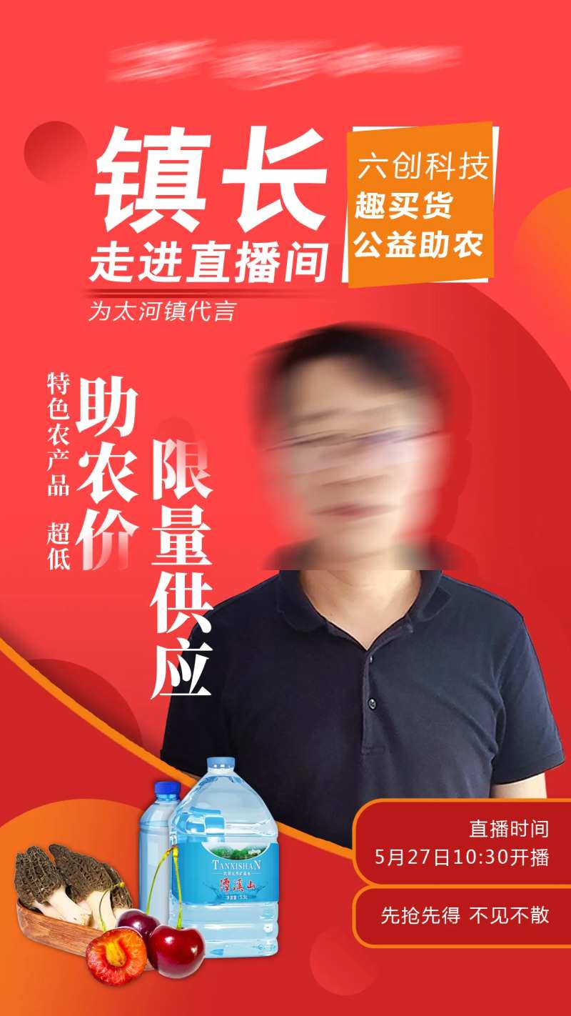 镇长助农扶贫直播海报-采灵感-cailinggan.com