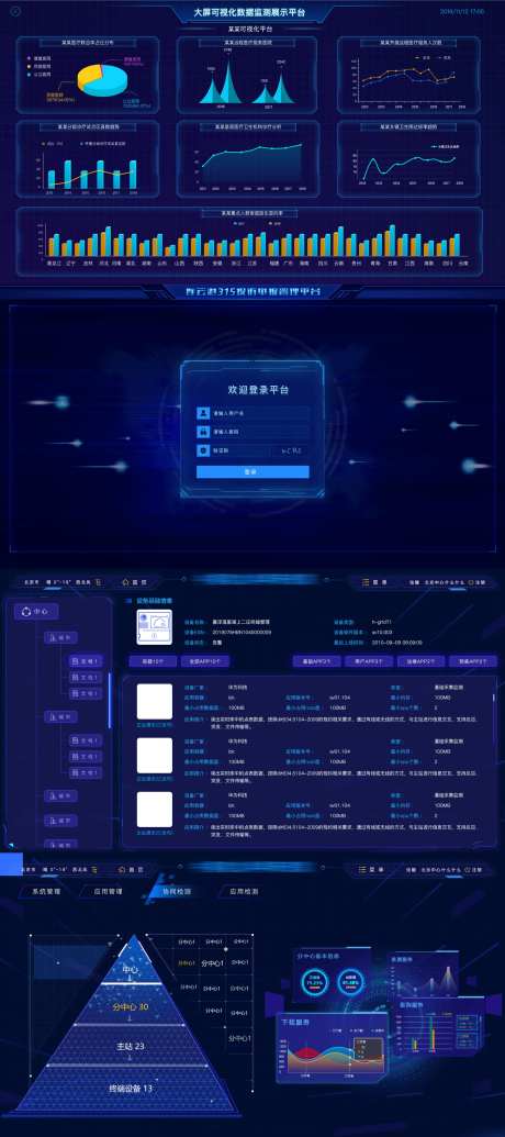 大屏可视化数据监测展示平台软件UI界-采灵感-https://www.cailinggan.com/