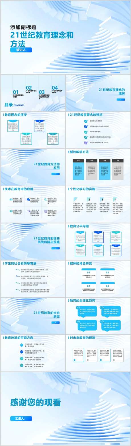 21世纪教育理念和方法PPT模板-采灵感-https://www.cailinggan.com/