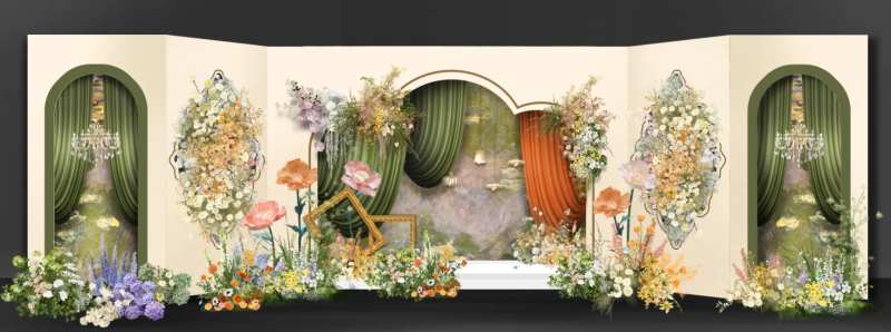 香槟色莫奈花园婚礼效果图-采灵感-cailinggan.com