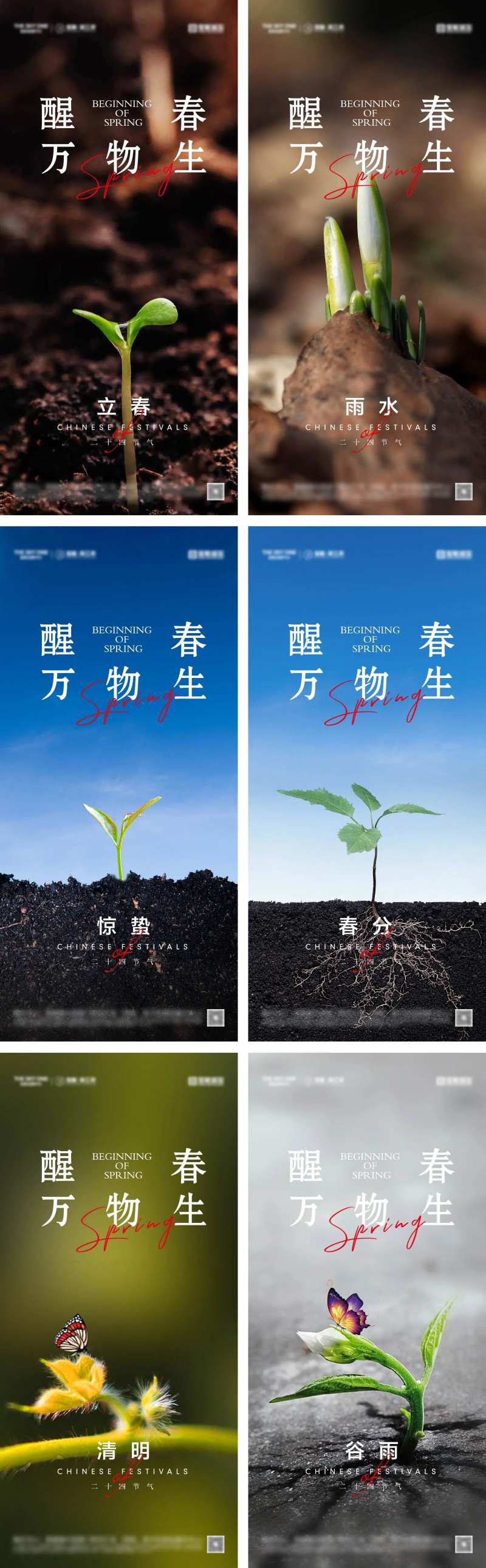 立春雨水惊蛰春分清明谷雨海报-采灵感-cailinggan.com