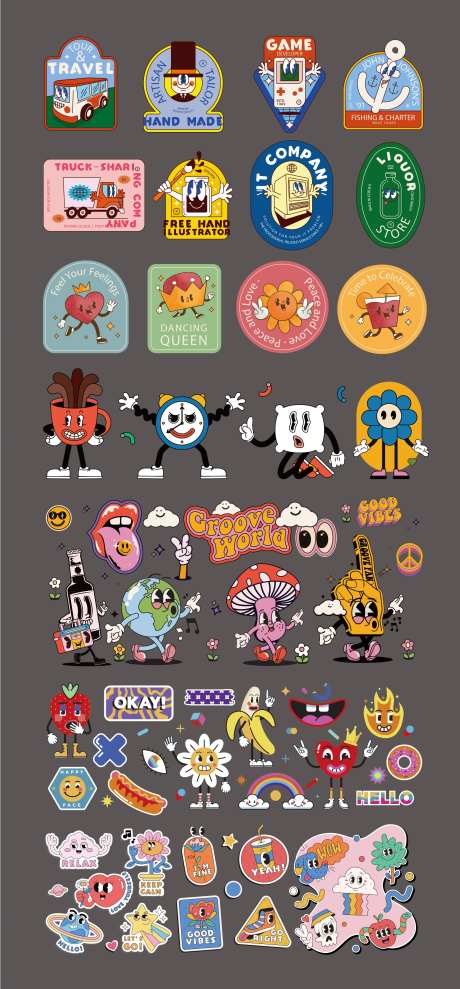 复古潮流炫酷贴纸-采灵感-https://www.cailinggan.com/