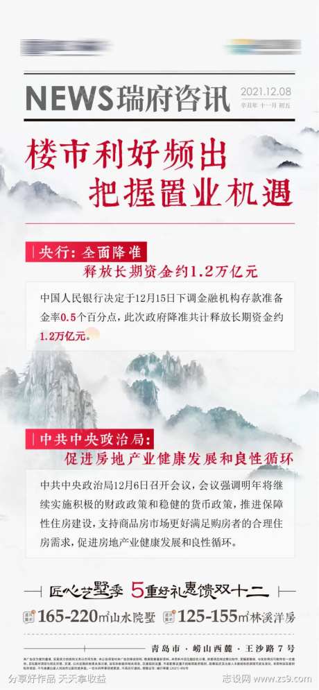 报纸风楼市降息降准政策海报-采灵感-https://www.cailinggan.com/
