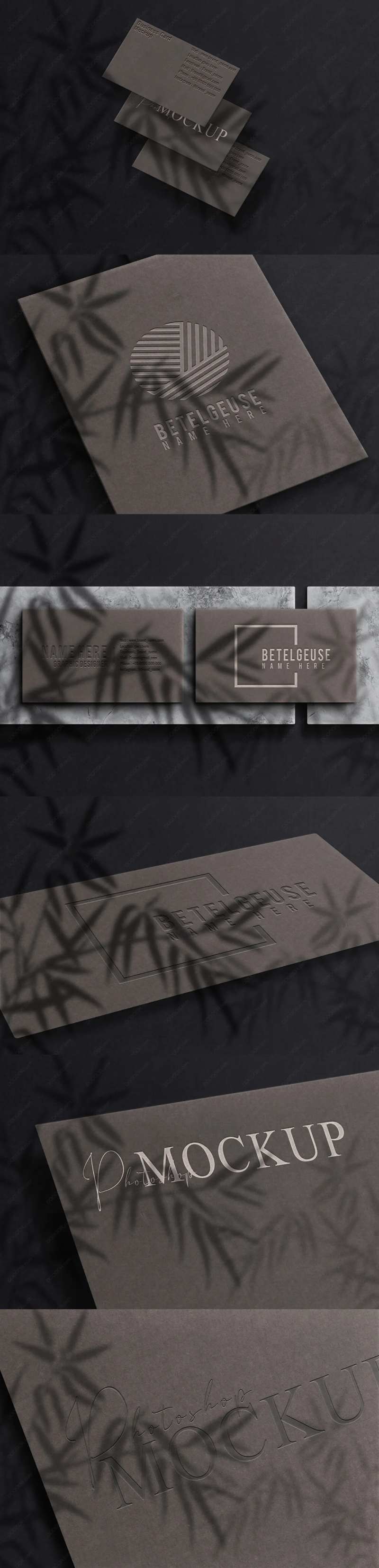 深色奢华牛皮纸张压印工艺LOGO样机-采灵感-cailinggan.com