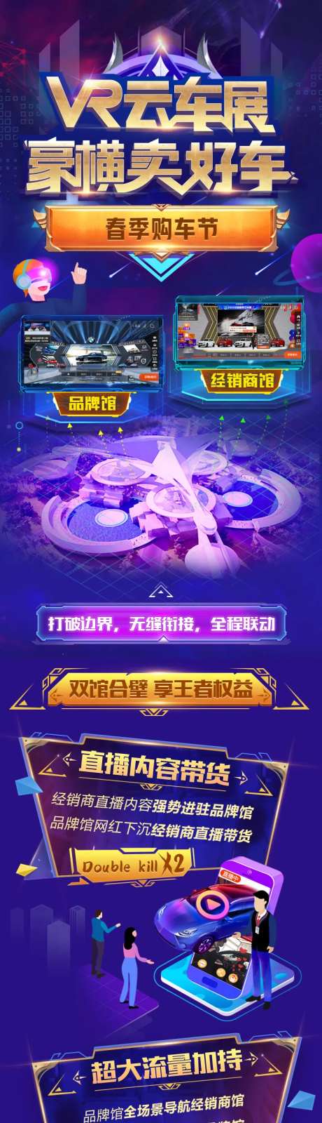 科技智能VR云车展长图蓝金海报-采灵感-https://www.cailinggan.com/
