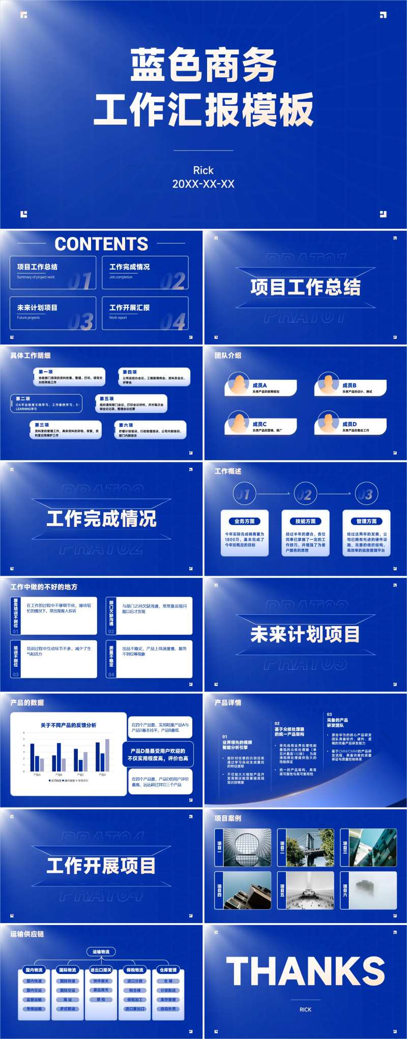 蓝色商务工作汇报模板PPT-采灵感-cailinggan.com