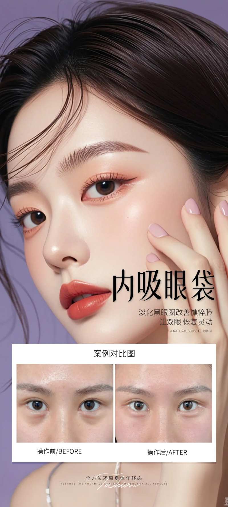 医美内吸眼袋案例海报-采灵感-cailinggan.com