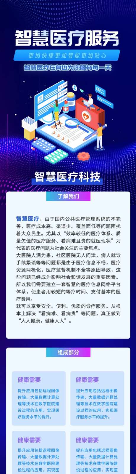 智慧医疗科技互联网长图海报-采灵感-https://www.cailinggan.com/