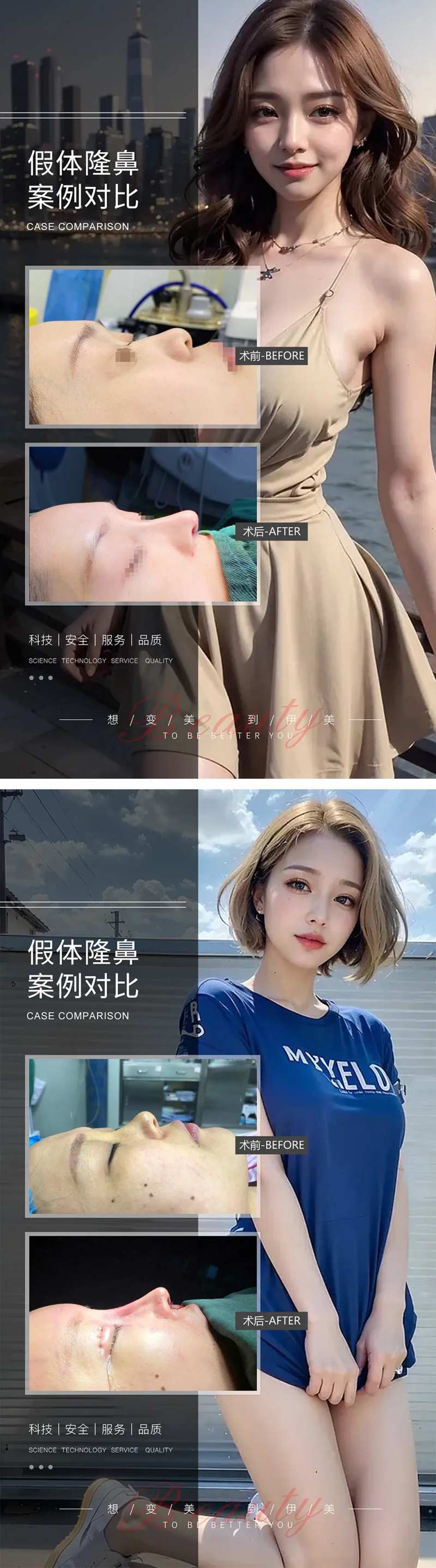 假体隆鼻案例对比海报-采灵感-cailinggan.com