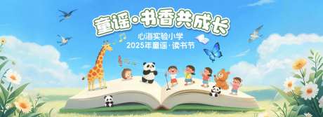 教育童谣读书节插画展板-采灵感-https://www.cailinggan.com/
