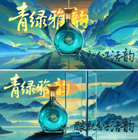 青绿白酒插画主画面-采灵感-https://www.cailinggan.com/