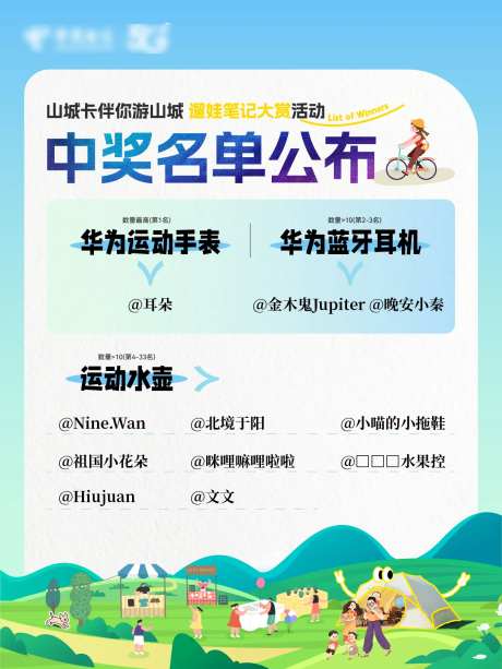 小红书中奖名单公示海报-采灵感-https://www.cailinggan.com/
