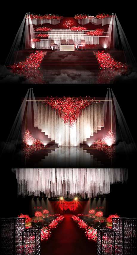 炽红白色欧式婚效果图-采灵感-https://www.cailinggan.com/