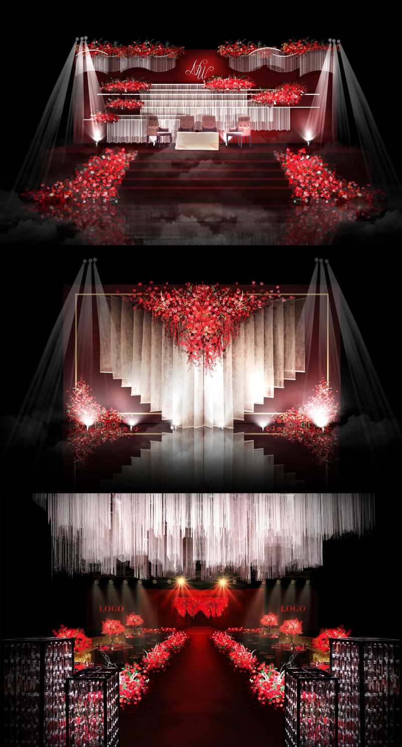 炽红白色欧式婚效果图-采灵感-cailinggan.com