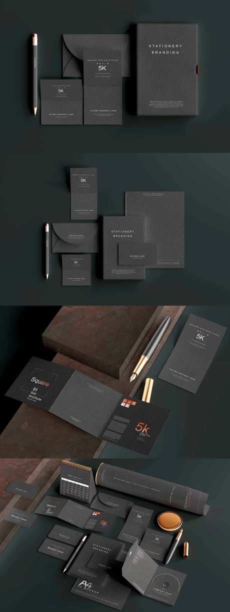 暗黑系办公用品样机-采灵感-https://www.cailinggan.com/