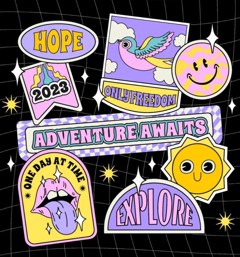 卡通酸性插画贴手举牌-采灵感-cailinggan.com