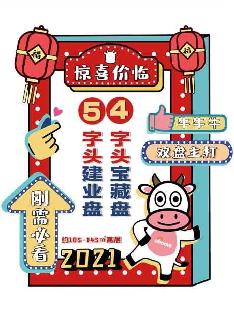 卡通牛年惊喜海报-采灵感-https://www.cailinggan.com/