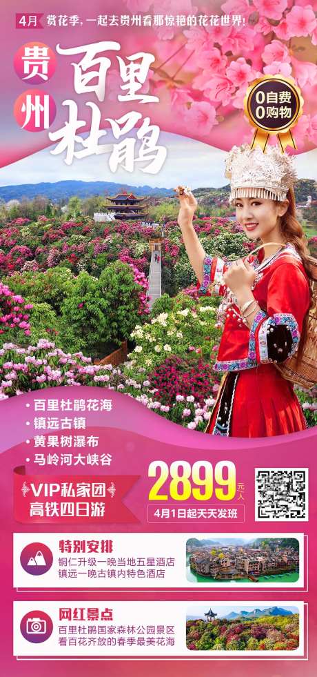 贵州百里杜鹃旅游海报-采灵感-https://www.cailinggan.com/