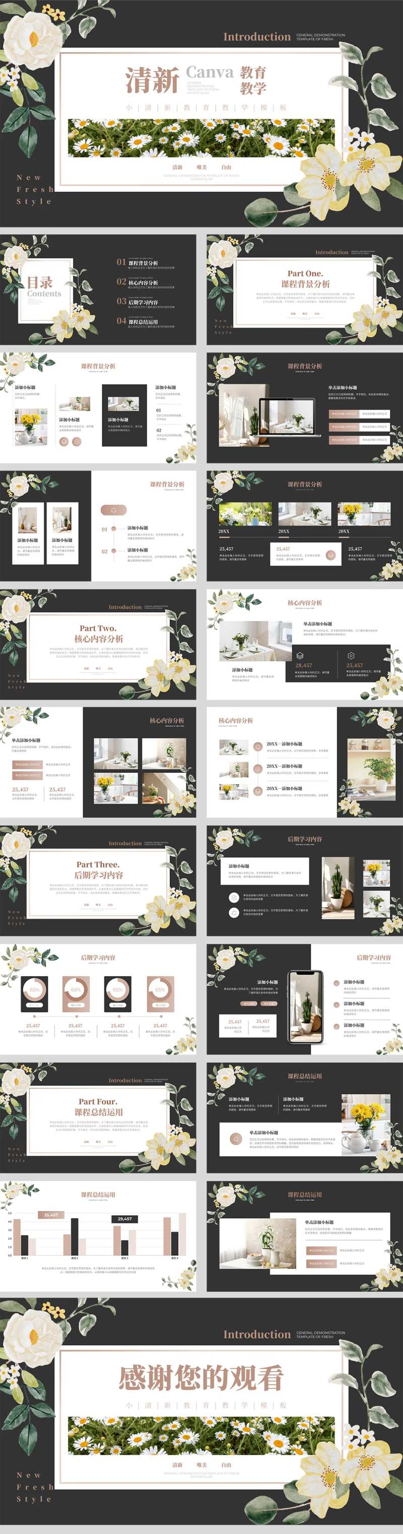 小清新教育教学模版演示PPT-采灵感-cailinggan.com