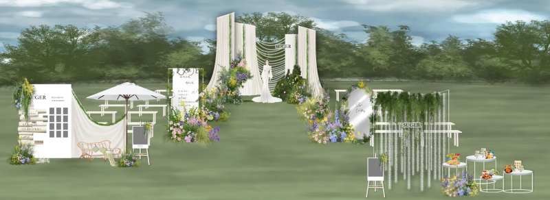 草坪婚礼效果图-采灵感-cailinggan.com