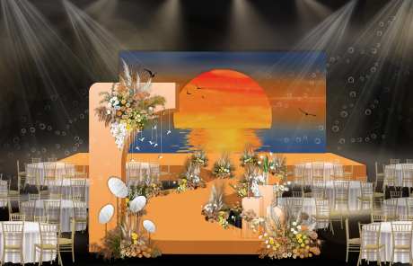 渐变日落风婚礼美陈-采灵感-https://www.cailinggan.com/