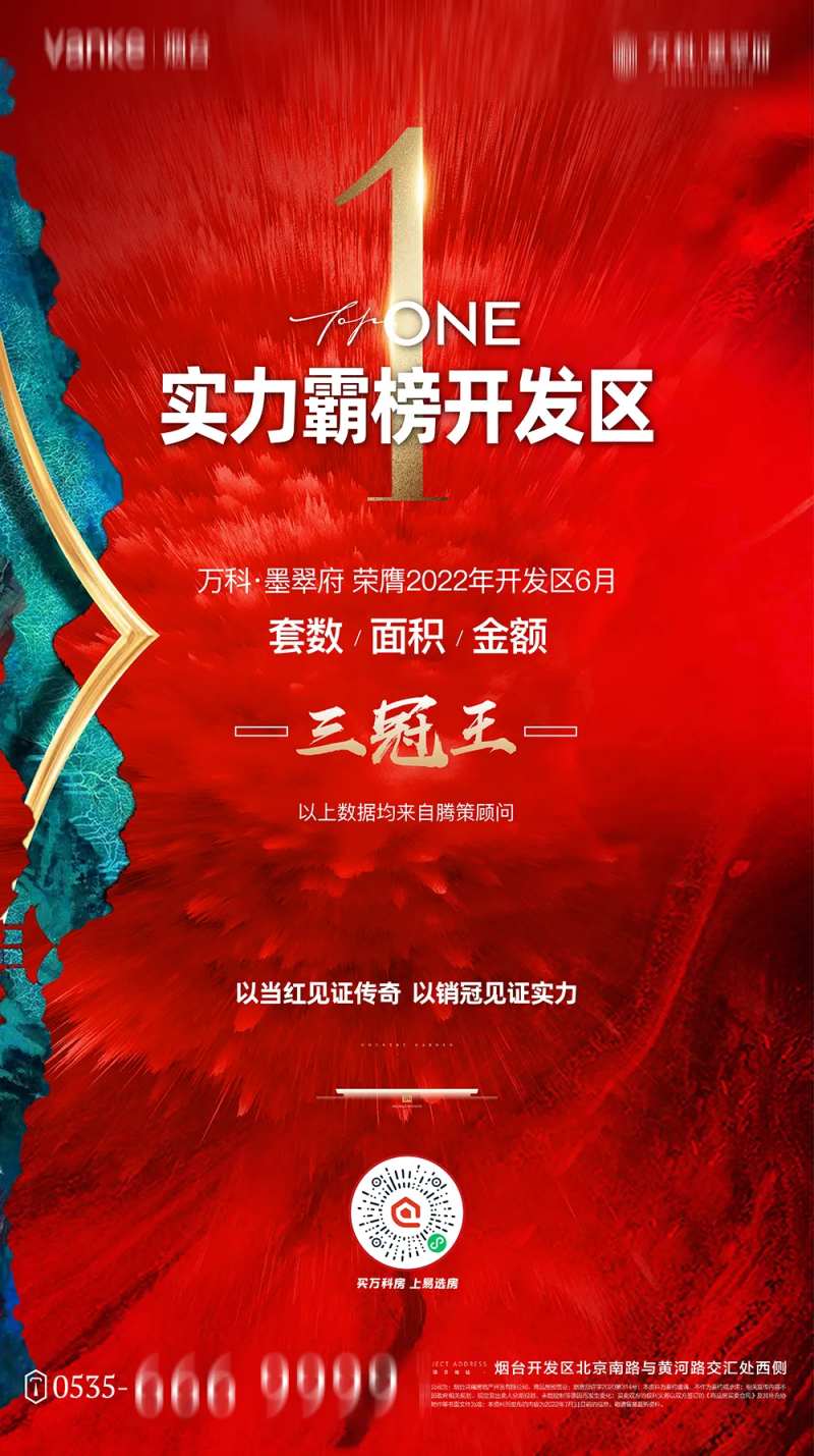 房地产热销实力霸榜三冠王销售业绩海报-采灵感-cailinggan.com