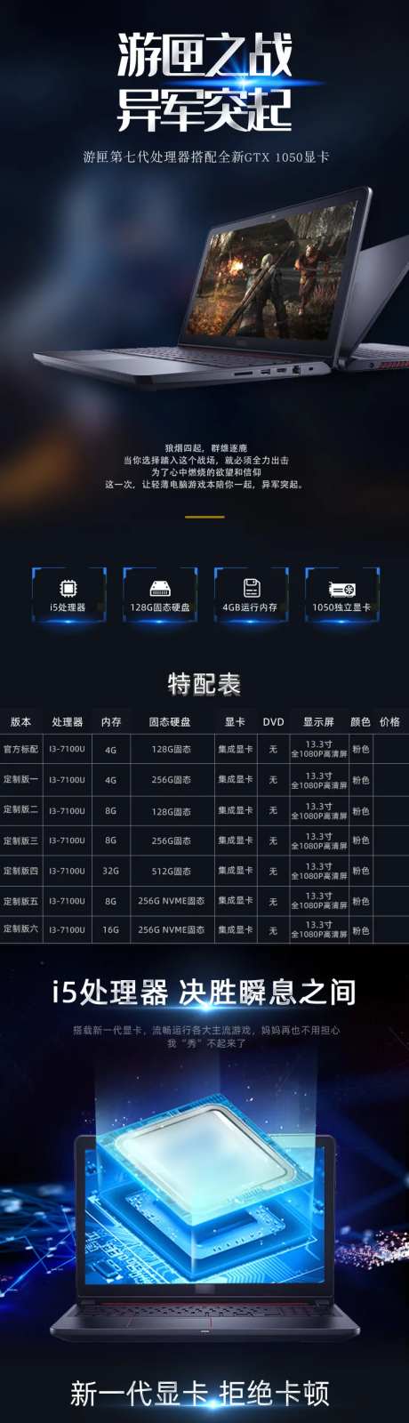 轻薄游戏笔记本电子产品电商详情页-采灵感-https://www.cailinggan.com/