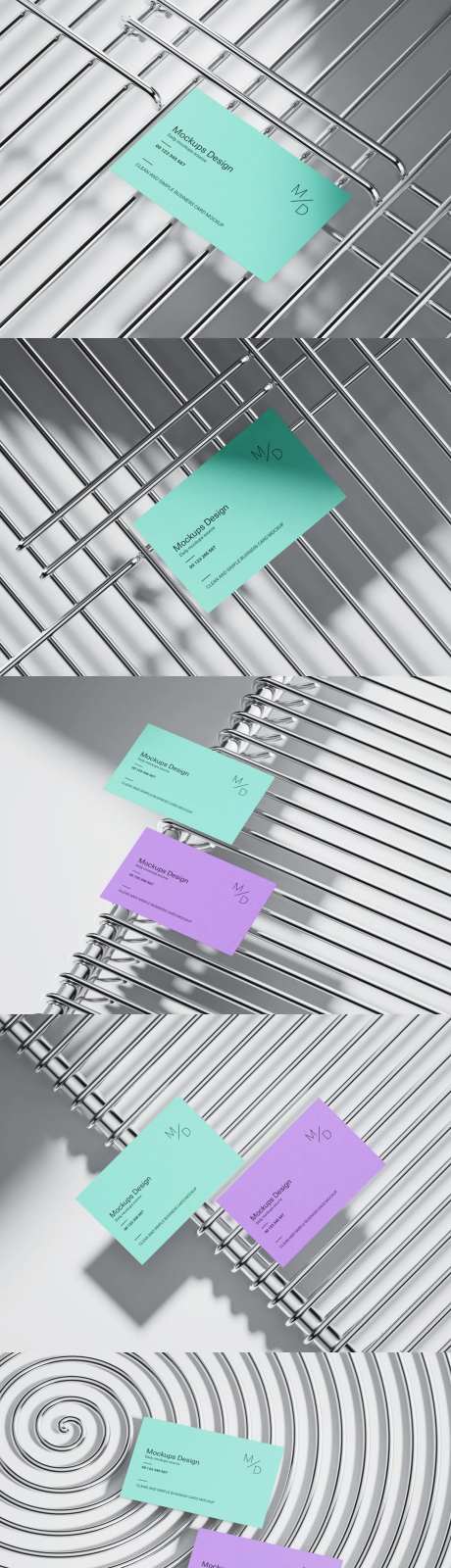 金属网格上的名片样机模型-采灵感-https://www.cailinggan.com/