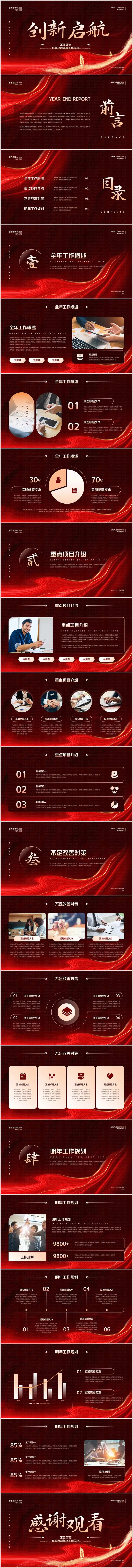 红色创新启航公司年终总结汇报PPT-采灵感-cailinggan.com