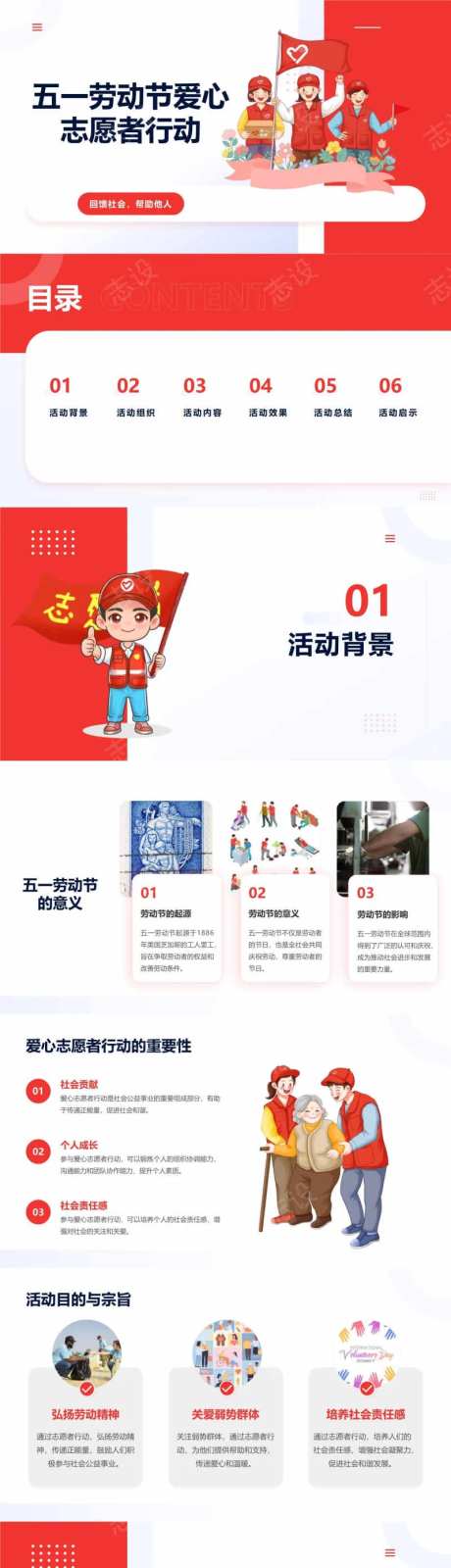 五一劳动节爱心志愿者行动PPT-采灵感-https://www.cailinggan.com/