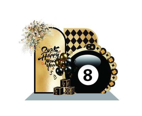 黑八台球室美陈DP打卡点新年蛇年-采灵感-https://www.cailinggan.com/