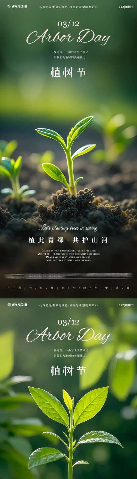 植树节树苗海报-采灵感-https://www.cailinggan.com/