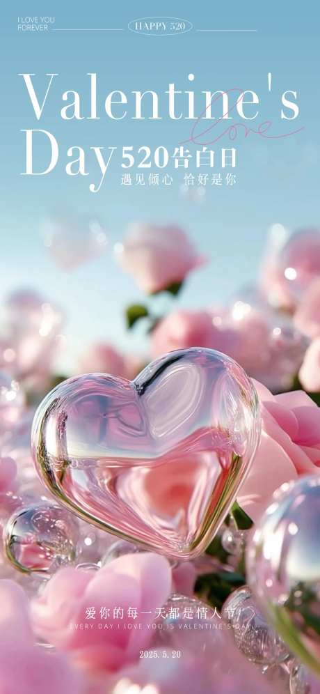 情人节520告白日粉色浪漫海报-采灵感-https://www.cailinggan.com/