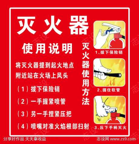 灭火器使用说明-采灵感-https://www.cailinggan.com/