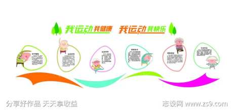 运动健康文化墙-采灵感-https://www.cailinggan.com/