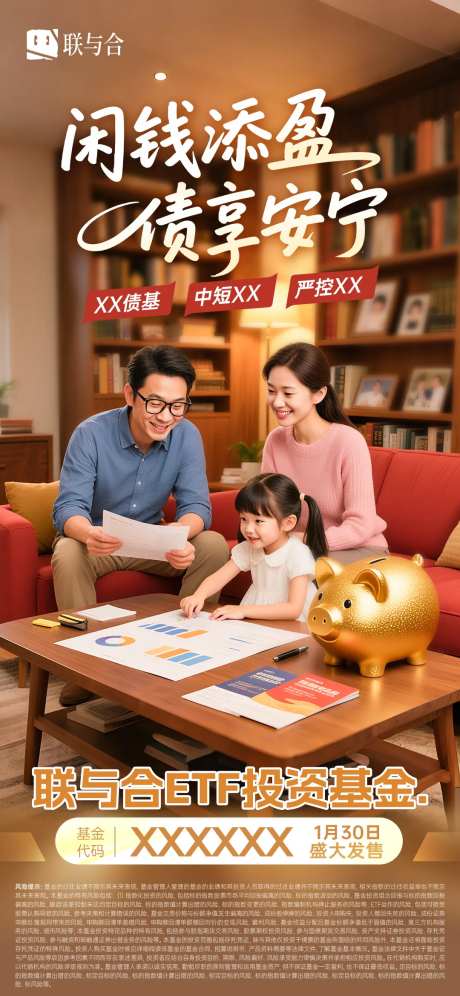 基金金融投资家庭海报-采灵感-https://www.cailinggan.com/