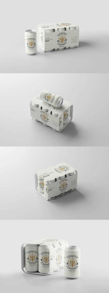 6个装啤酒或汽水罐包装样机-采灵感-https://www.cailinggan.com/