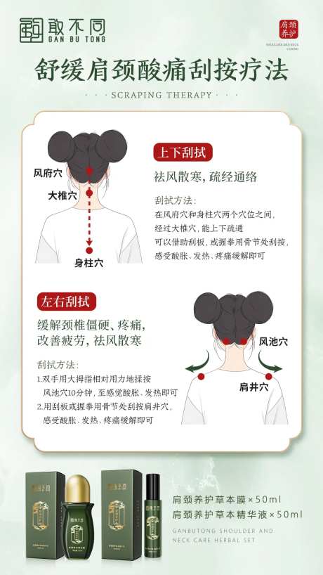 舒缓肩颈穴位海报-采灵感-https://www.cailinggan.com/