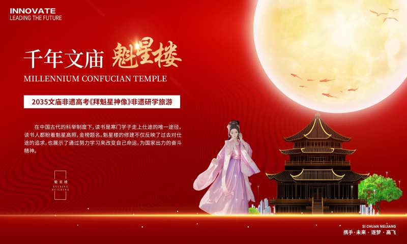 文庙魁星楼研学旅游背景板-采灵感-cailinggan.com