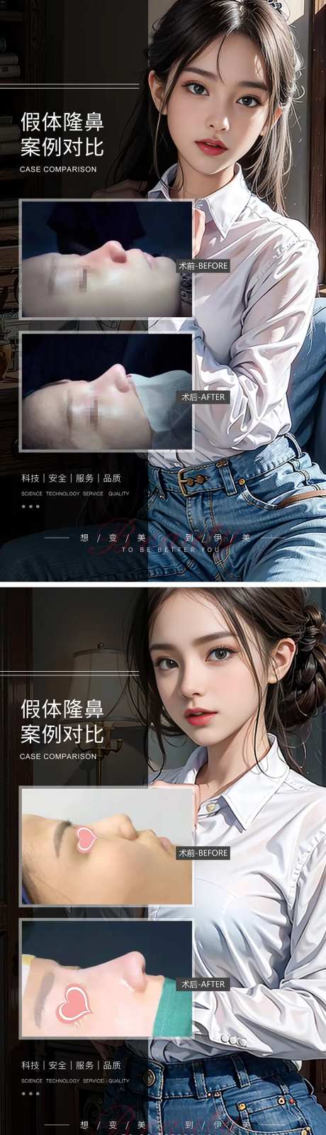 假体隆鼻案例对比海报-采灵感-https://www.cailinggan.com/
