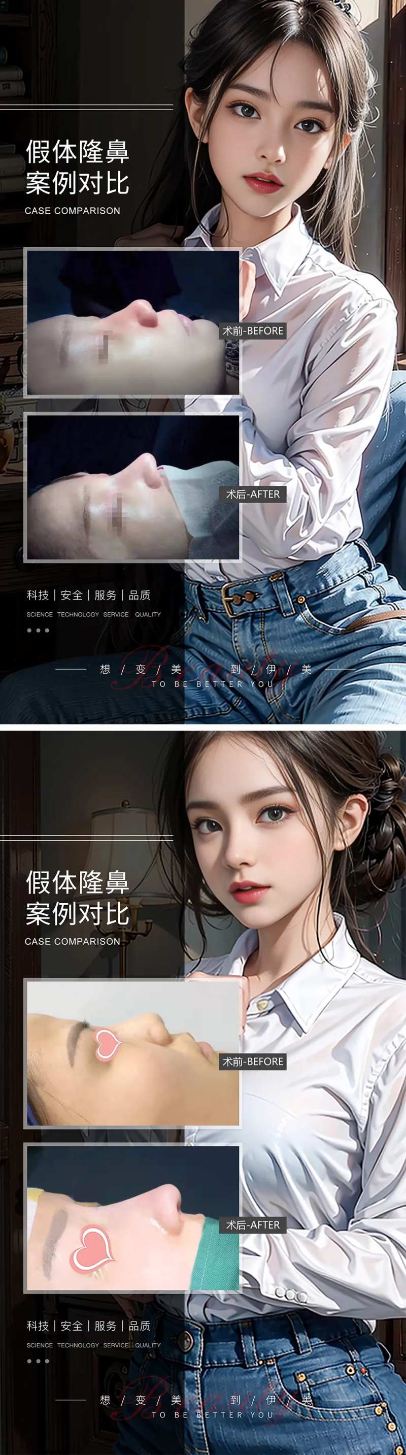 假体隆鼻案例对比海报-采灵感-cailinggan.com