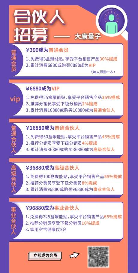 蓝橙对比招募会员朋友圈海报-采灵感-https://www.cailinggan.com/