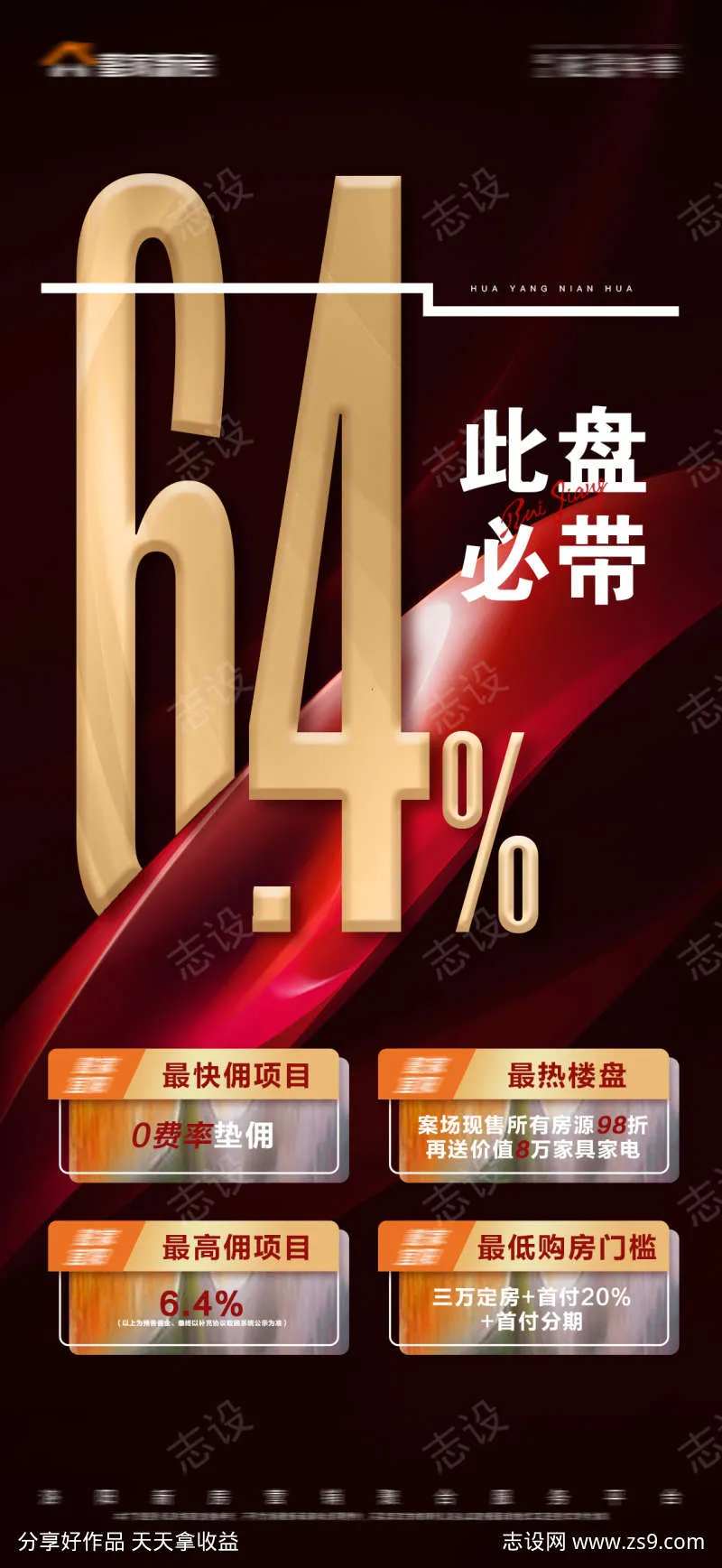 地产黑红背景高佣楼盘数字大字报-采灵感-cailinggan.com