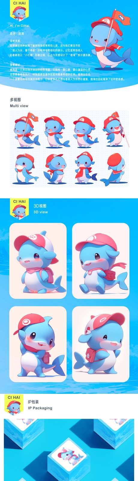 海豚品牌形象卡通形象设计-采灵感-https://www.cailinggan.com/
