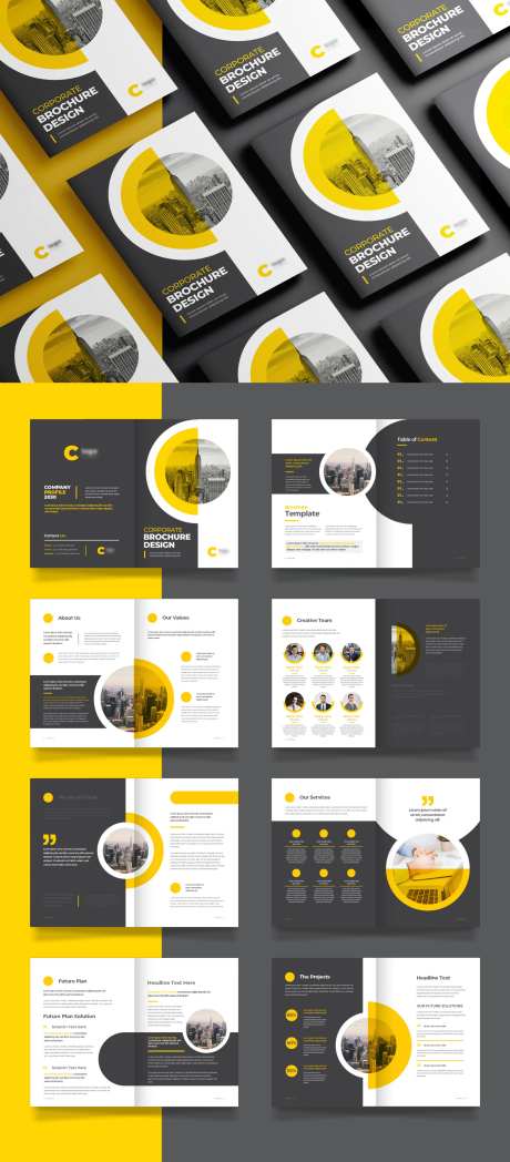 橙色创意圆形公司简介宣传册-采灵感-https://www.cailinggan.com/