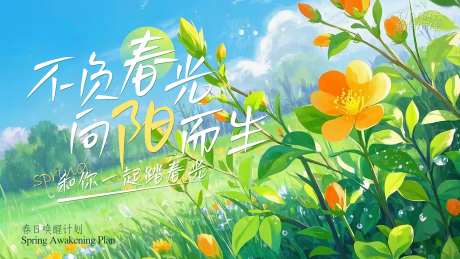 不负春光向阳而生背景板-采灵感-https://www.cailinggan.com/