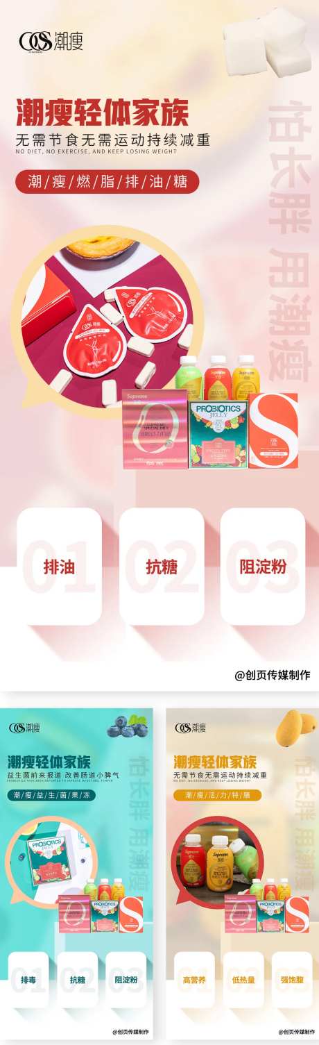 轻体产品功效系列海报-采灵感-https://www.cailinggan.com/
