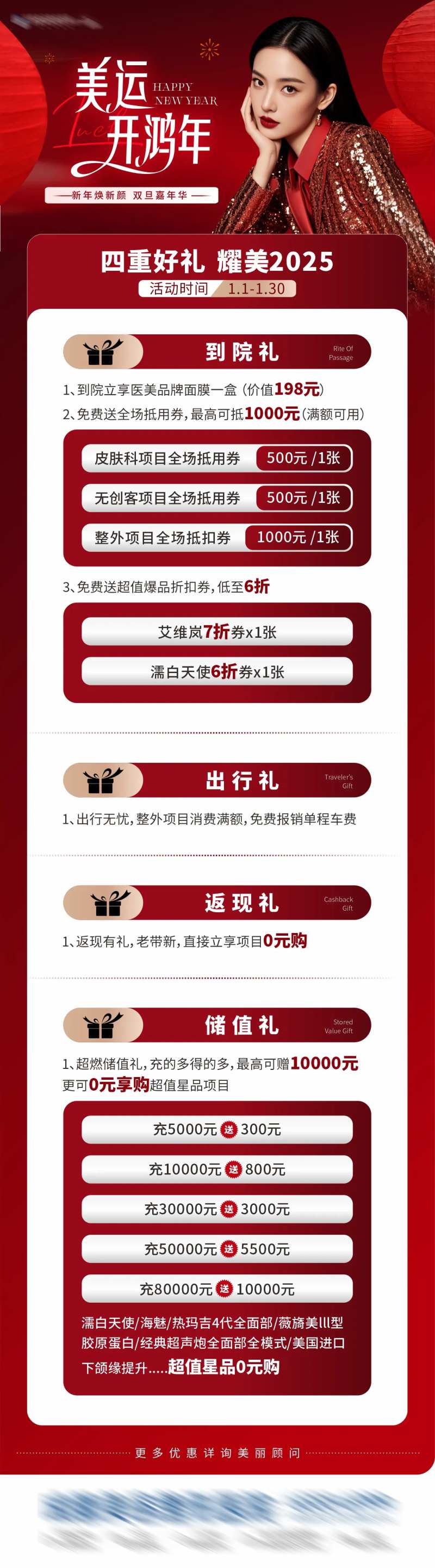 医美新年四重好礼活动卡项长图海报-采灵感-cailinggan.com