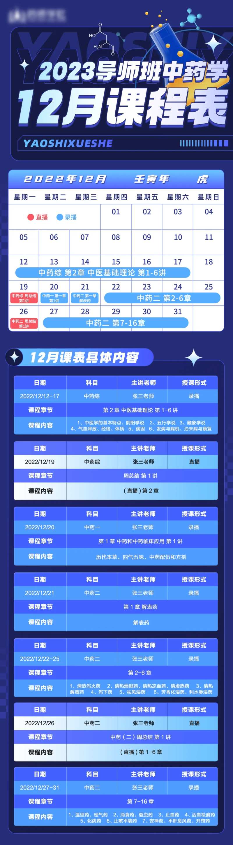 培训药师教育课表海报-采灵感-cailinggan.com